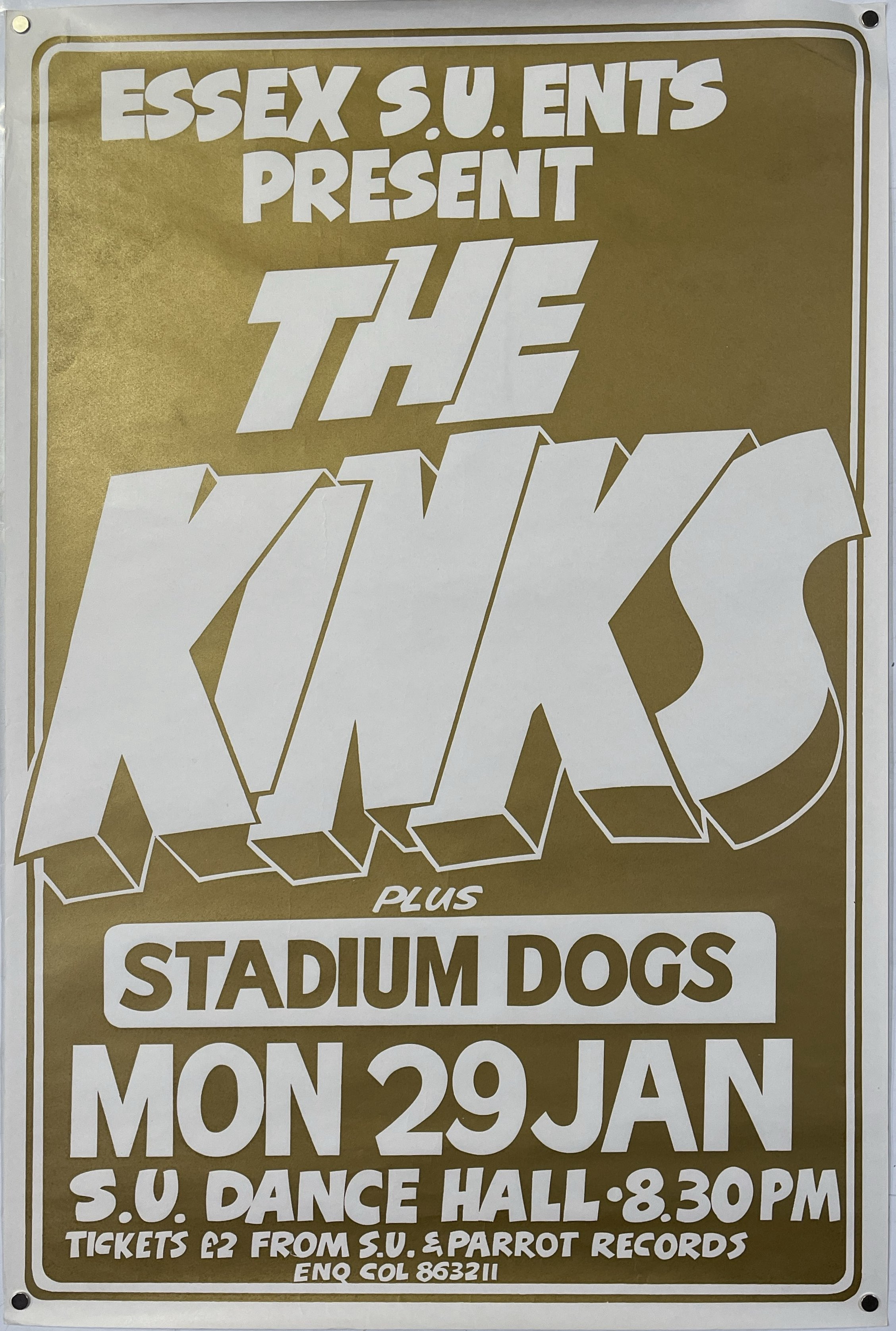 Kin Club Poster Lot 238 - THE KINKS - ORIGINAL CONCERT POSTER.