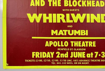 Lot 256 - IAN DURY AND THE BLOCKHEADS - ORIGINAL 1978 CONCERT POSTER.