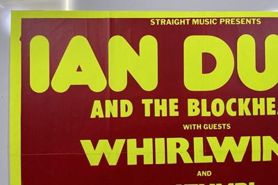 Lot 256 - IAN DURY AND THE BLOCKHEADS - ORIGINAL 1978 CONCERT POSTER.