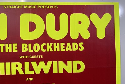 Lot 256 - IAN DURY AND THE BLOCKHEADS - ORIGINAL 1978 CONCERT POSTER.
