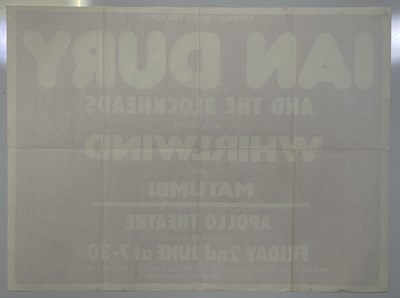 Lot 256 - IAN DURY AND THE BLOCKHEADS - ORIGINAL 1978 CONCERT POSTER.