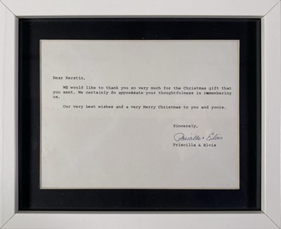 Lot 393 - ELVIS PRESLEY - LETTER SIGNED BY PRISCILLA.