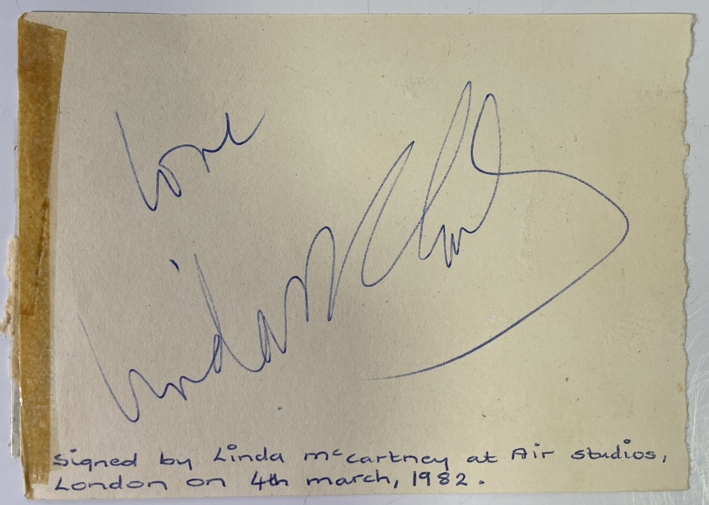 paul mccartney linda mccartney 直筆サイン入り書類 Paul Mccartney and Linda Mccartney Signed Autographed 1989