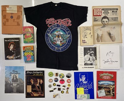 Lot 73 - MUSIC MEMORABILIA INC 1989 AEROSMITH T-SHIRT / 70S PIN BADGES/PROGRAMMES/BOOKS.