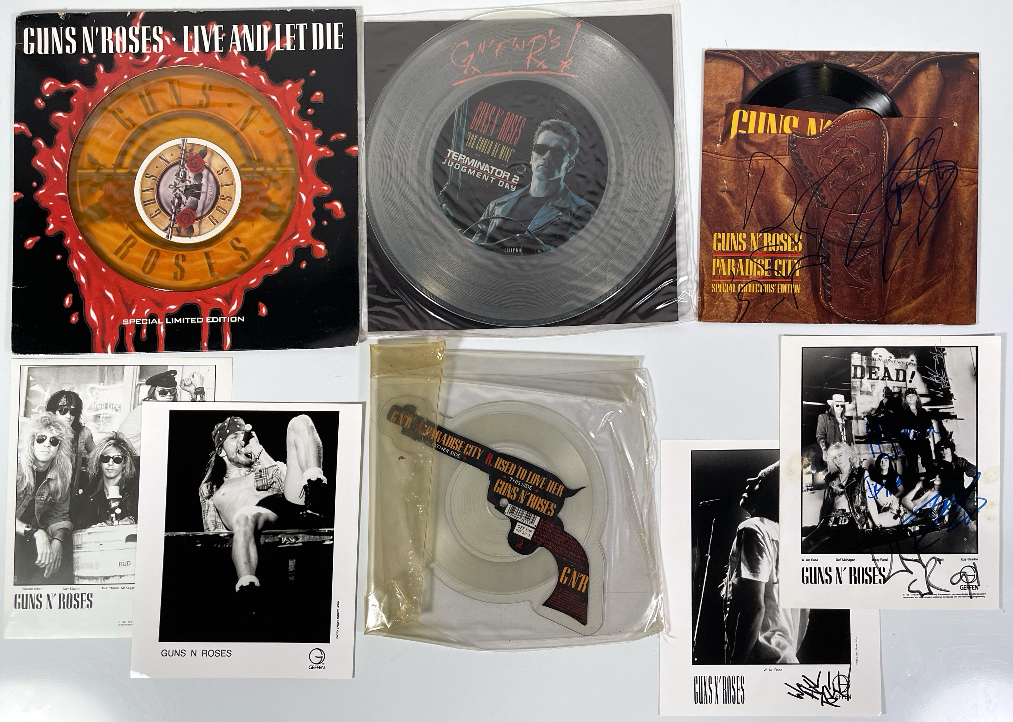 レアslash duff matt Sorum 直筆サインCD guns ガンズ Guns N' Roses Rare Hand Signed Photo by Slash and Duff