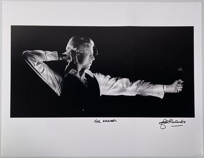 Lot 446 - DAVID BOWIE - THE ARCHER - JOHN ROWLANDS - PHOTOGRAPHER SIGNED PRINT.