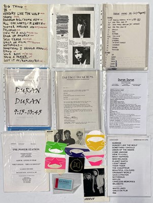 Lot 505 - DURAN DURAN - HANDWRITTEN SET LIST / WORKING TRACK LIST.