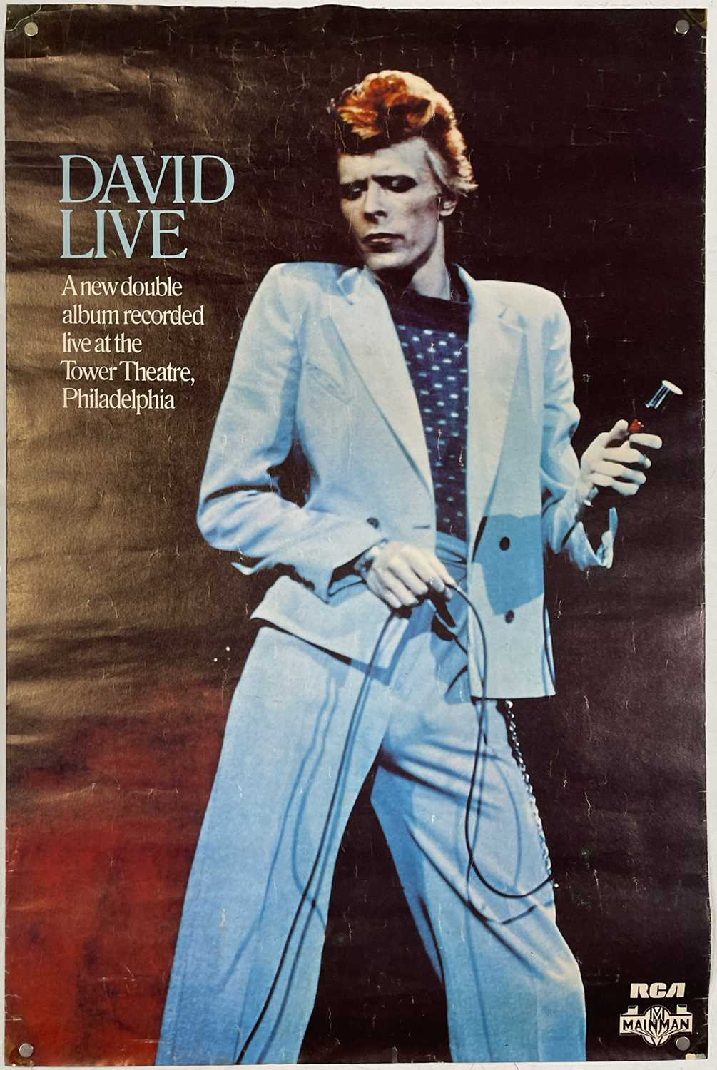 Lot 457 - DAVID BOWIE - ORIGINAL RECORD SHOP POSTER 'DAVID LIVE'.