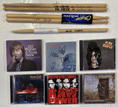 Lot 376 - CLASSIC ROCK SIGNED CDS INC BILL WYMAN / IGGY POP / FOO FIGHTERS.