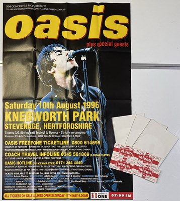 Lot 545 - OASIS - FOUR KNEBWORTH BILLBOARD POSTERS / STICKERS.