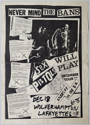 Lot 374 - THE SEX PISTOLS - AN ORIGINAL 1977 'NEVER MIND THE BANS' POSTER.