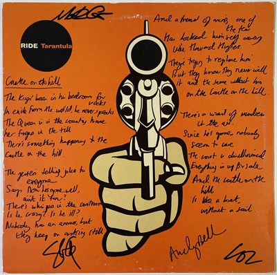 Lot 339 - RIDE - ORIGINAL COPY OF TARANTULA WITH SIGNED LYRIC SLEEVE.