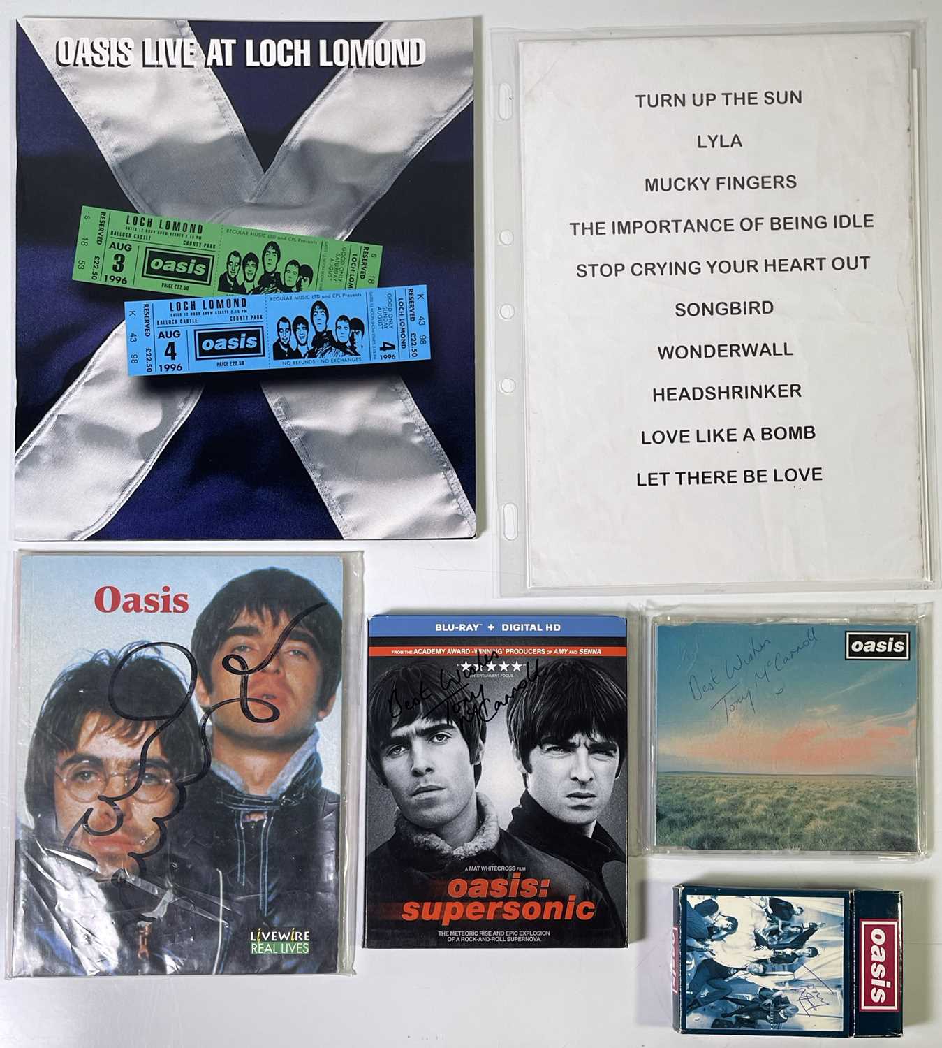 Lot 343 - OASIS - CONCERT SETLIST AND SIGNED