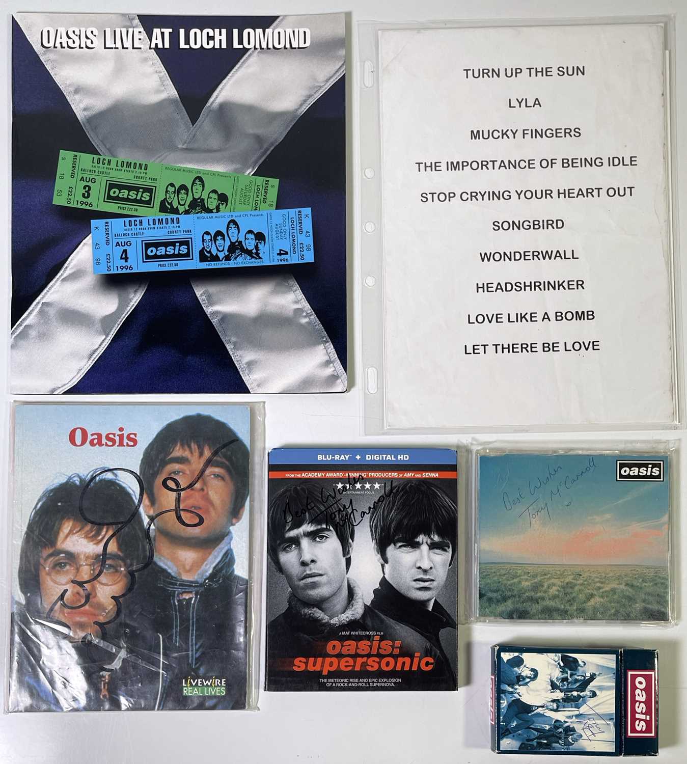 Oasis Setlist Example Lot 343 - OASIS - CONCERT SETLIST AND SIGNED
