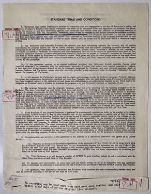 Lot 143 - PAUL NEWMAN - A SIGNED 1956 CONTRACT PAGE.