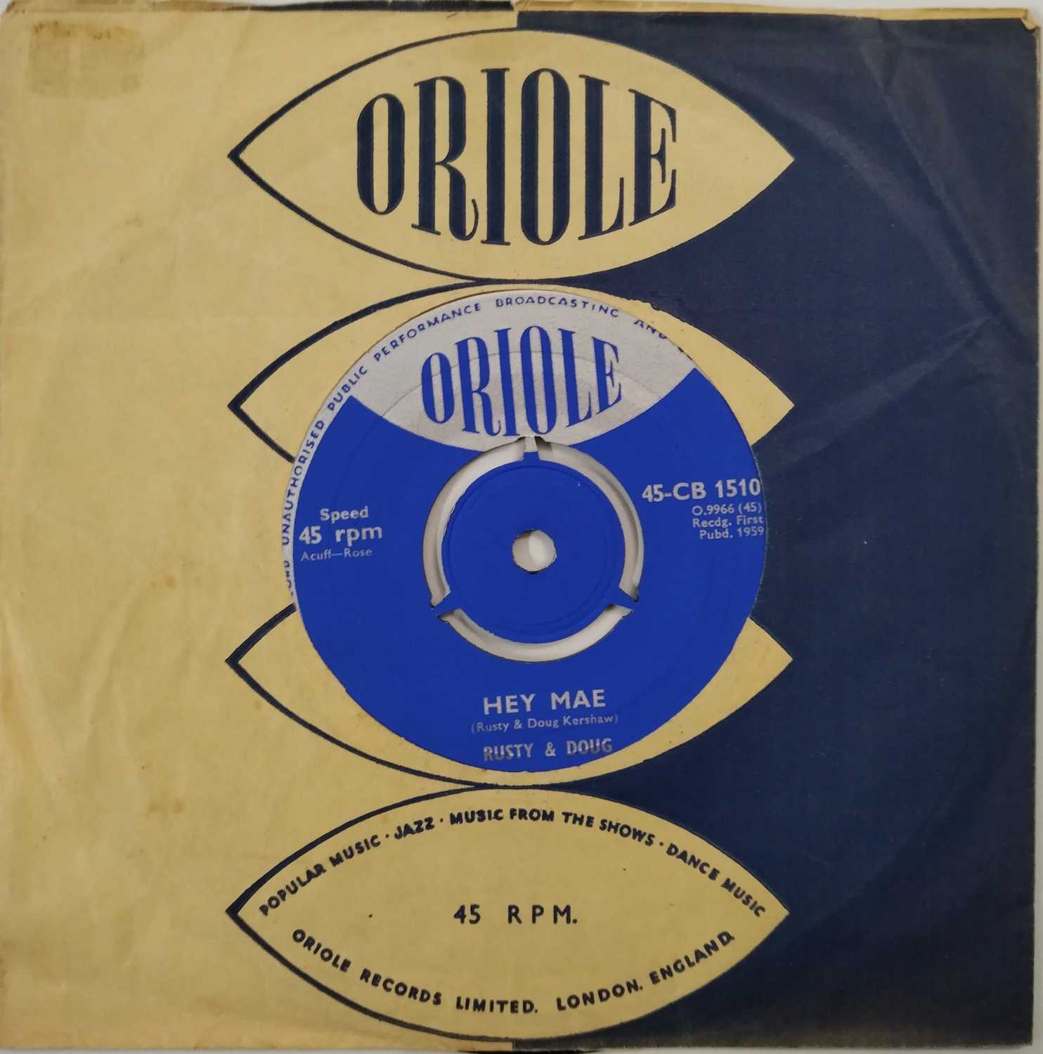 Lot 209 - RUSTY & DOUG KERSHAW - HEY MAE 7" (OROLE 45-CB 1510)