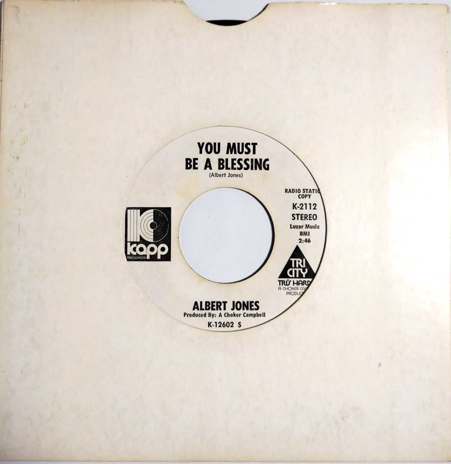 Lot 22 - ALBERT JONES - YOU MUST BE A BLESSING C/W FIFTEEN CENT LOVE  - RADIO STATION COPY
