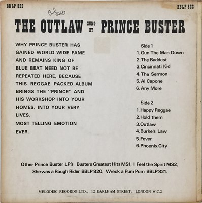 Lot 207 - PRINCE BUSTER & THE ALLSTARS - QUEEN OF THE OUTLAWS LP (UK PRESS - BBLP 822)