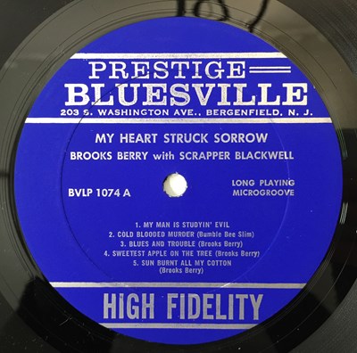 Lot 296 - BROOKS BERRY AND SCRAPPER BLACKWELL - THE BLUES OF/ MY HEART STRUCK SORROW LP (US ORIGINAL - PRESTIGE - BV 1074)