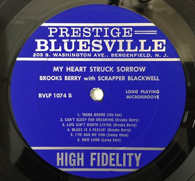 Lot 296 - BROOKS BERRY AND SCRAPPER BLACKWELL - THE BLUES OF/ MY HEART STRUCK SORROW LP (US ORIGINAL - PRESTIGE - BV 1074)
