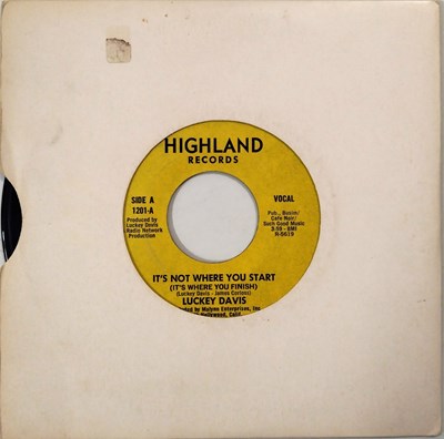 Lot 163 - LUCKEY DAVIS - IT'S NOT WHERE YOU START (IT'S WHERE YOU FINISH) VOCAL C/W INSTR.