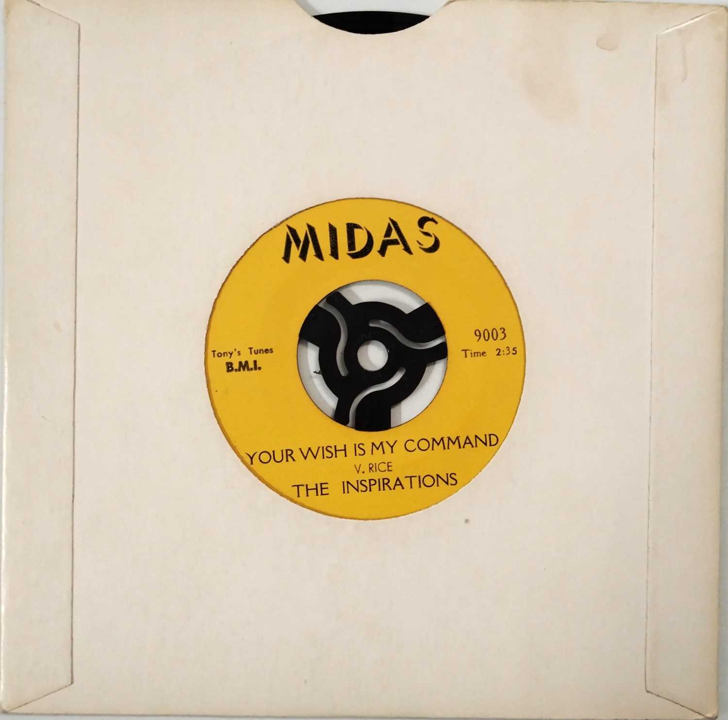 Lot 178 - THE INSPIRATIONS - YOUR WISH IS MY COMMAND 7" (ORIGINAL US COPY - MIDAS 9003)