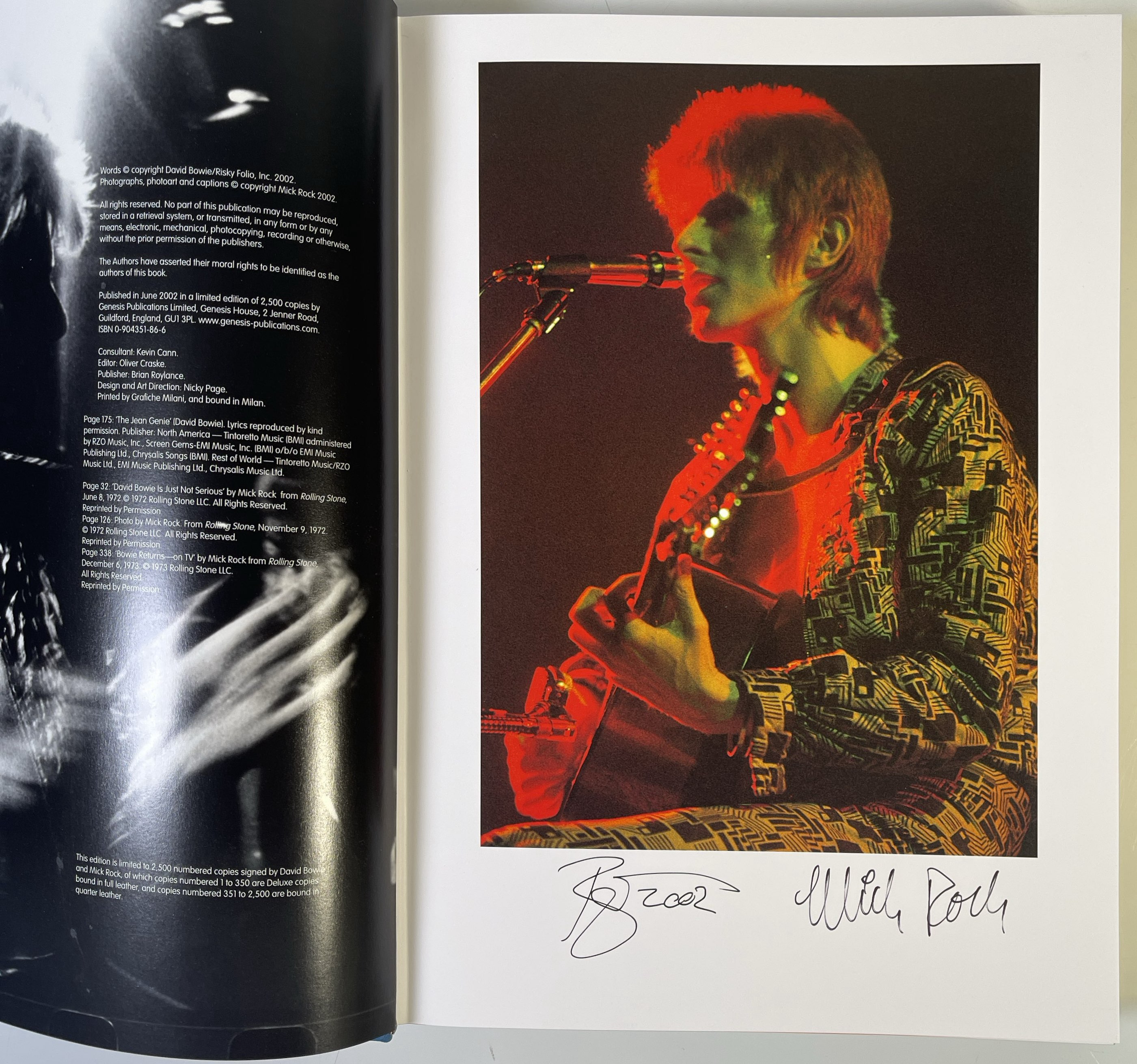Lot 88 - DAVID BOWIE / MICK ROCK SIGNED MOONAGE