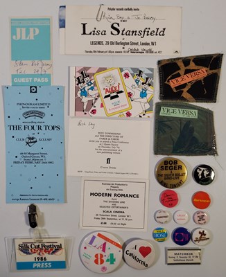 Lot 30 - PRESS PASSES / INVITES - 1980S EVENTS / ARTISTS.