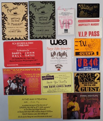 Lot 30 - PRESS PASSES / INVITES - 1980S EVENTS / ARTISTS.