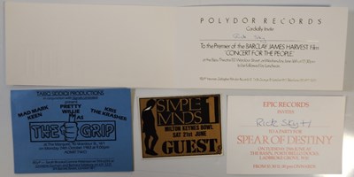 Lot 30 - PRESS PASSES / INVITES - 1980S EVENTS / ARTISTS.