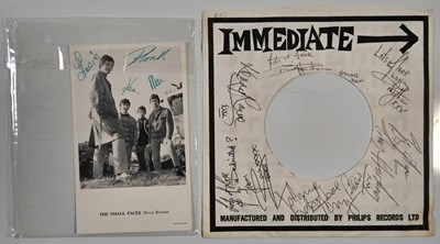 Lot 49 - SMALL FACES  / IMMEDIATE - SIGNED ITEMS.