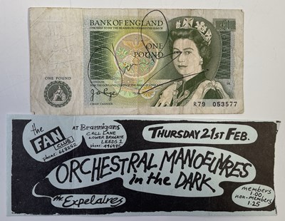 Lot 300 - THE UNDERTONES - SIGNED ONE POUND NOTE / EARLY OMD HANDBILL.