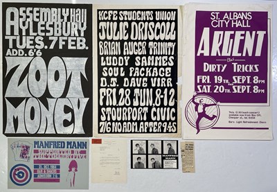 Lot 288 - CONCERT POSTERS & MANFRED MANN MEMORABILIA INC FULLY SIGNED PAGE.