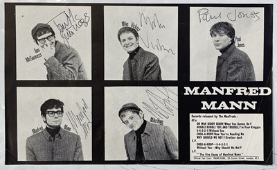 Lot 288 - CONCERT POSTERS & MANFRED MANN MEMORABILIA INC FULLY SIGNED PAGE.