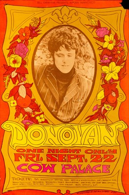 Lot 43 - WEST COAST PSYCHEDELIA - BG-86- DONOVAN AT COW PALACE - BONNIE MACLEAN DESIGN.