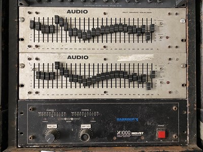 Lot 212 - NEW ORDER AUDIO EQUIPMENT IN RACK WITH FLIGHT CASE