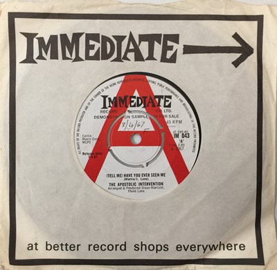 Lot 338 - THE APOSTOLIC INTERVENTION - (TELL ME) HAVE YOU EVER SEEN ME 7" (UK PROMO - IMMEDIATE - IM 043)