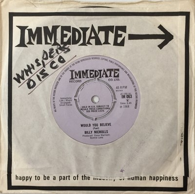 Lot 343 - BILLY NICHOLLS - WOULD YOU BELIEVE 7" (UK IMMEDIATE - IM 063)