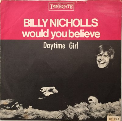 Lot 356 - BILLY NICHOLLS - WOULD YOU BELIEVE 7" (NORWEGIAN - IMMEDIATE - IM 063)