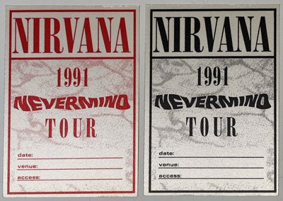 Lot 171 - NIRVANA - TWO UNUSED 1991 NEVERMIND TOUR PASSES.