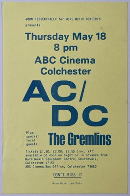 Lot 493 - AC/DC - RARE HANDBILL FOR COLCHESTER - 18TH MAY 1978.