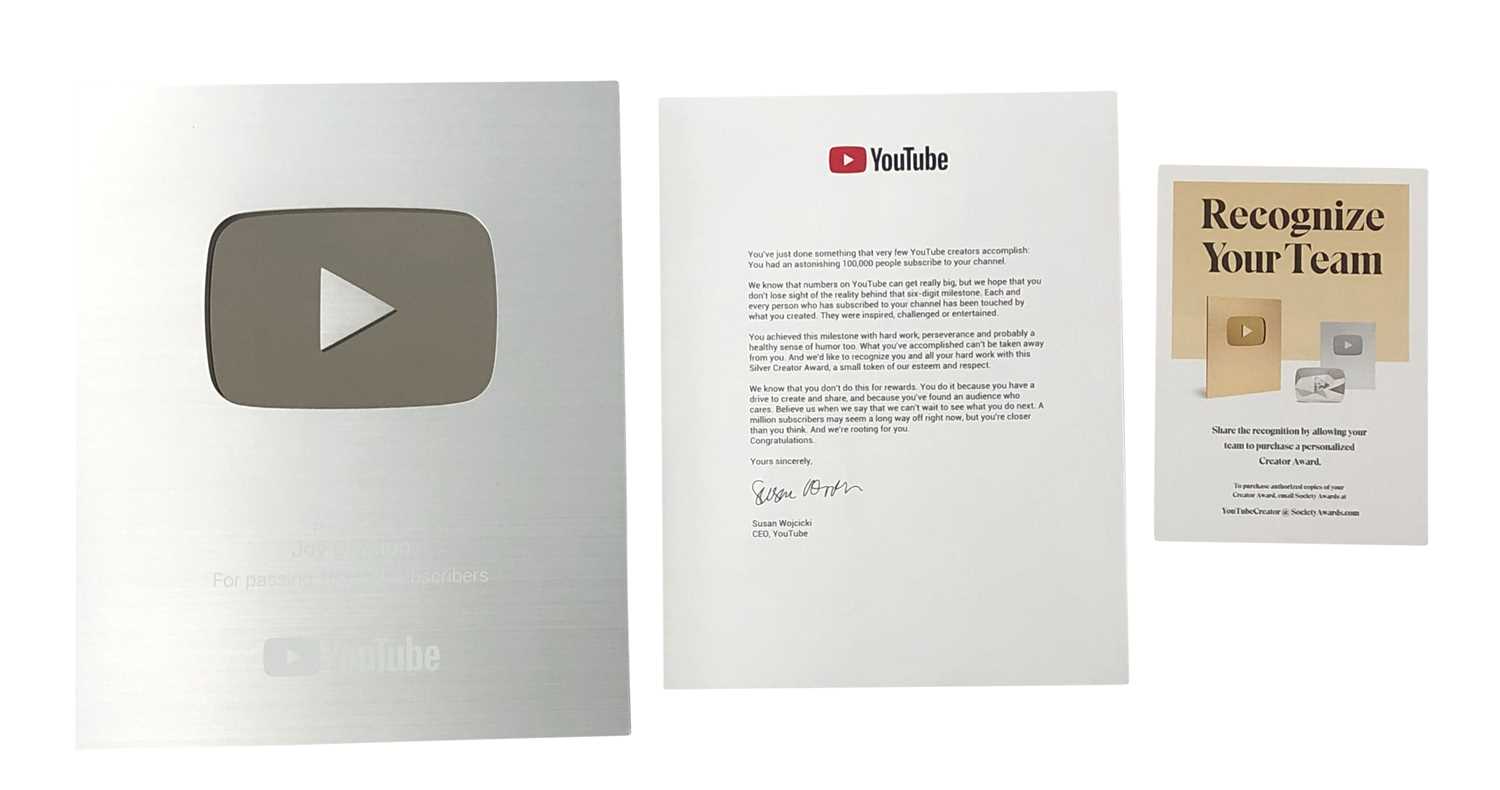 Lot 255 - JOY DIVISION YOUTUBE 100,000 SUBCRIBERS AWARD