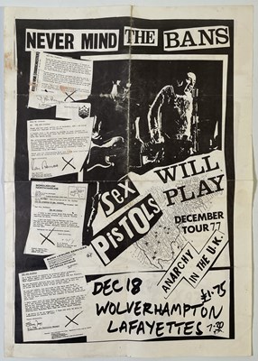 Lot 580 - THE SEX PISTOLS - AN ORIGINAL 1977 'NEVER MIND THE BANS' POSTER.