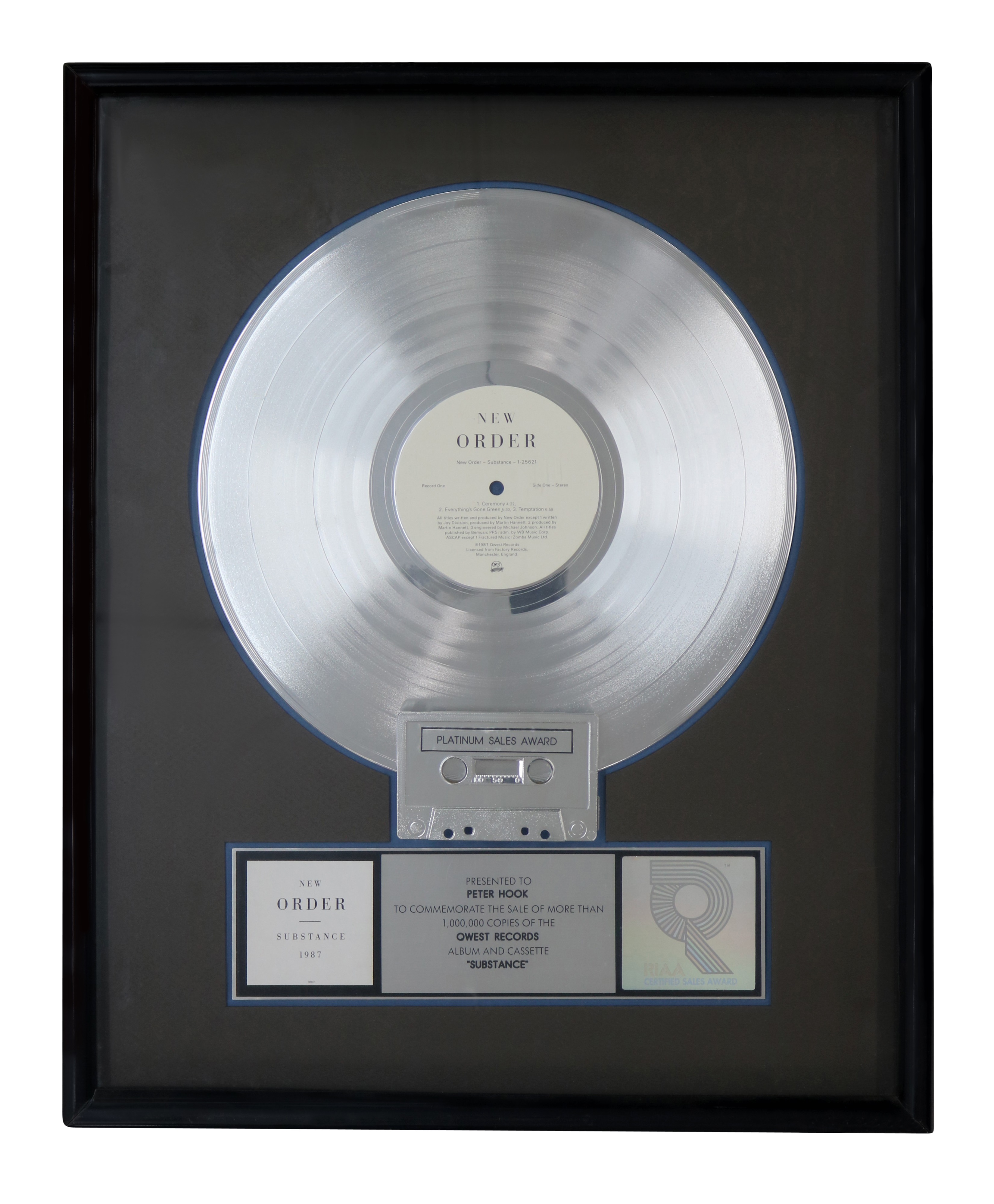 Lot 27 - NEW ORDER SUBSTANCE RIAA PLATINUM DISC