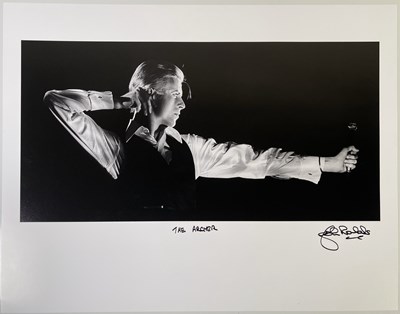 Lot 473 - DAVID BOWIE - THE ARCHER - JOHN ROWLANDS - PHOTOGRAPHER SIGNED PRINT.