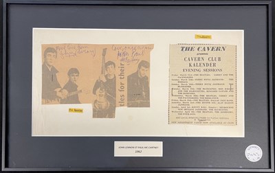 Lot 11 - THE BEATLES - JOHN LENNON AND PAUL MCCARTNEY - 1962 AUTOGRAPHS.