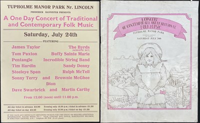 Lot 53 - 1971 TUPHOLME MANOR PROGRAMME AND HANDBILL - THE BYRDS / INCREDIBLE STRING BAND AND MORE.