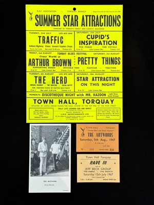 Lot 63 - TORQUAY TOWN HALL 1960S - HANDBILL / MINI POSTER INC PRETTY THINGS / TICKET STUBS.