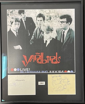 Lot 65 - THE YARDBIRDS - FULL SET OF SIGNATURES IN FRAMED DISPLAY.