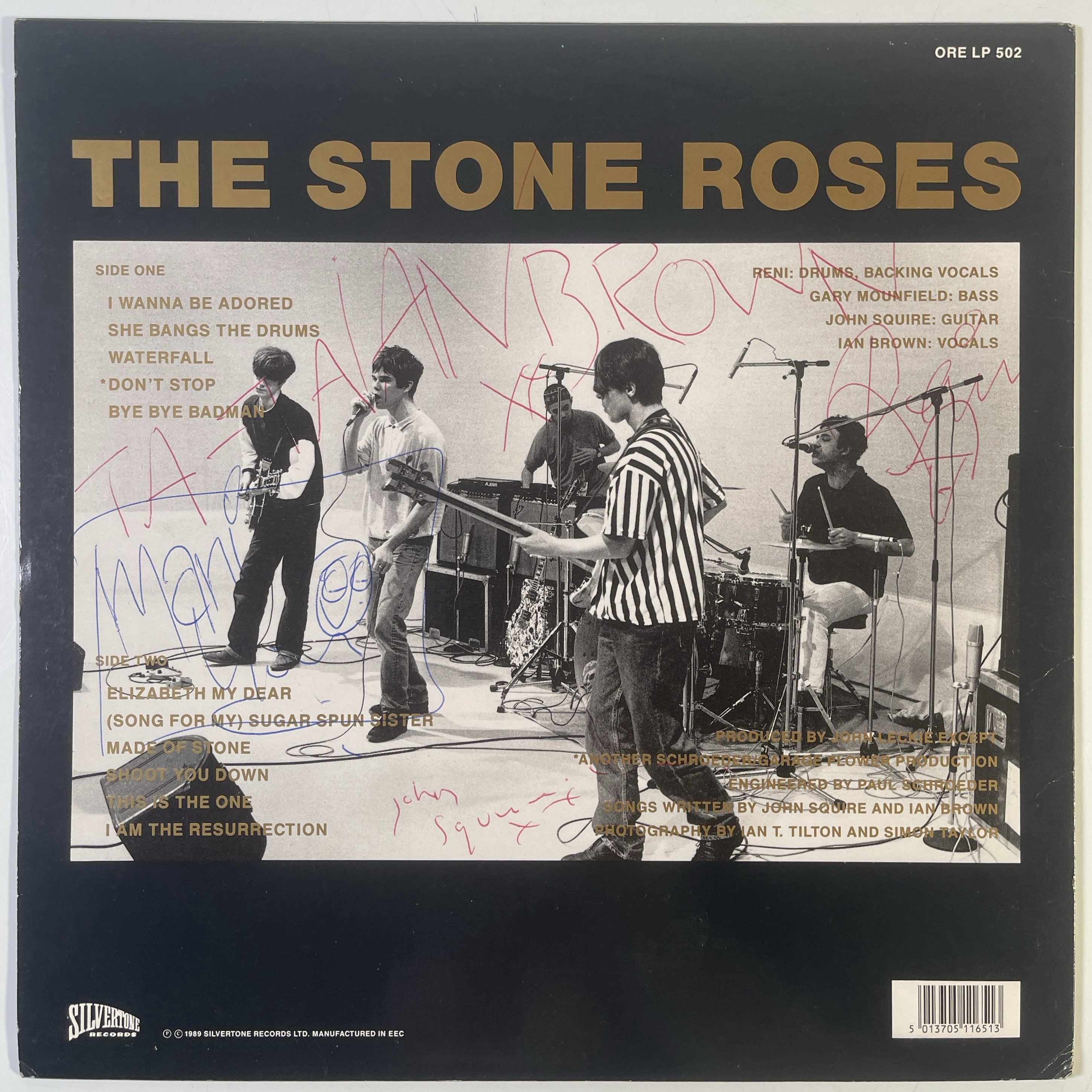 Lot 542 - THE STONE ROSES - FULLY SIGNED ORIGINAL COPY